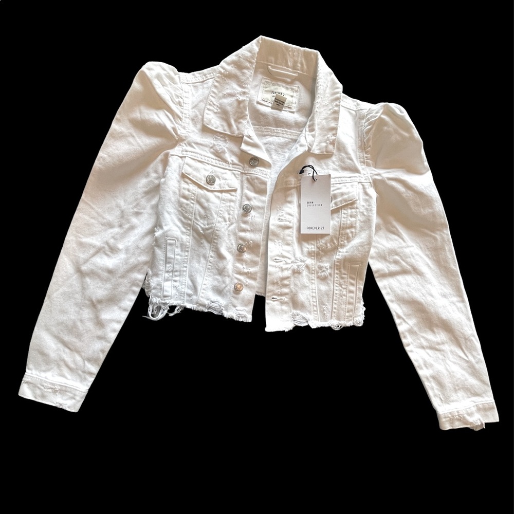 White Cropped Denim Jacket (S)